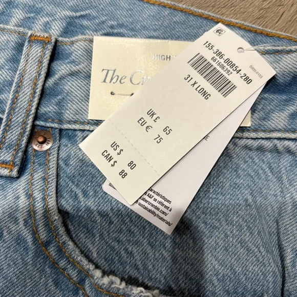 Abercrombie & Fitch The Crop Wide Leg Jeans size 31 XL - Picture 3 of 6